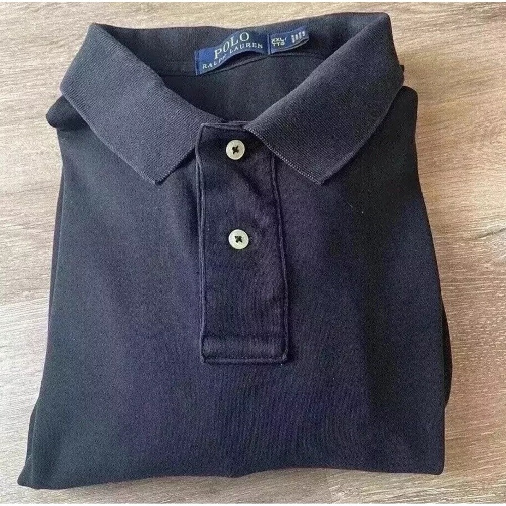 Polo Ralph Lauren 2 Button Pullover Mens Shirt Size XXL Black Long Sleeve Top